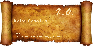 Krix Orsolya névjegykártya